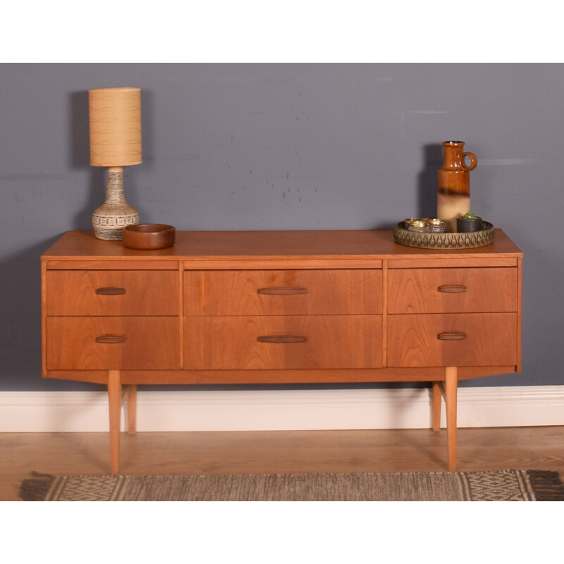 Mid century teak sideboard with six drawers by Avalon, 1960s