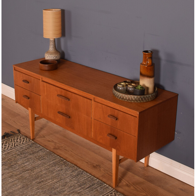 Mid century teak sideboard with six drawers by Avalon, 1960s