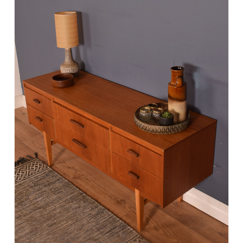 Mid century teak sideboard with six drawers by Avalon, 1960s