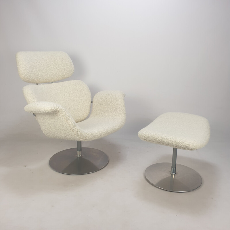 Vintage Tulip armchair and ottoman by Pierre Paulin for Artifort, 1980s