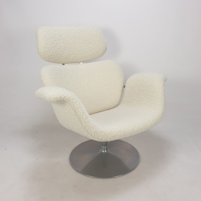 Big Tulip vintage fauteuil en voetenbank van Pierre Paulin voor Artifort, 1980