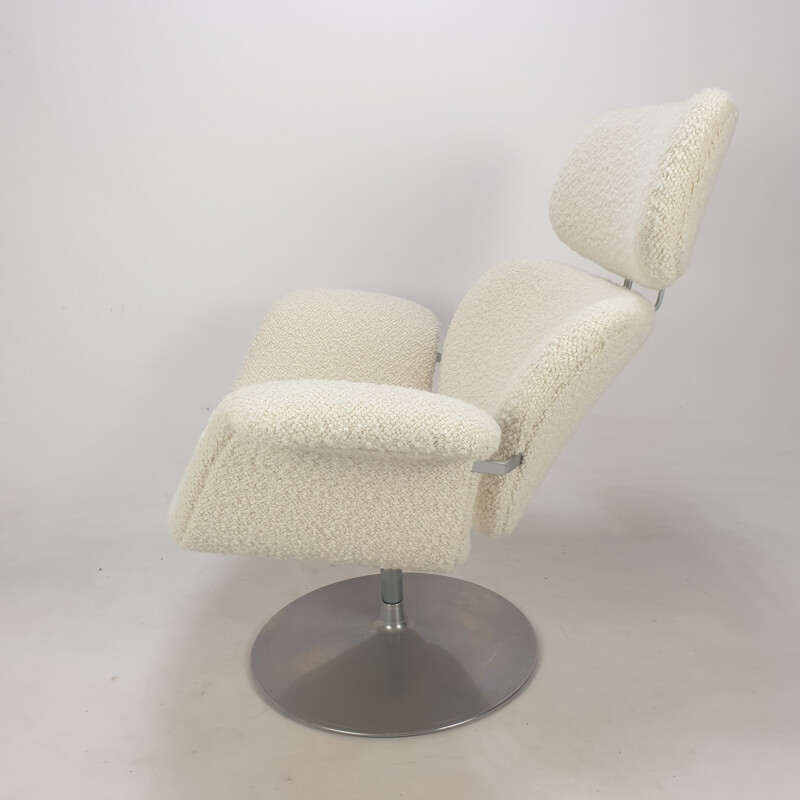 Big Tulip vintage fauteuil en voetenbank van Pierre Paulin voor Artifort, 1980