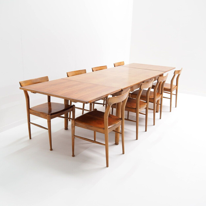 Mid-century dining room set in solid walnut wood