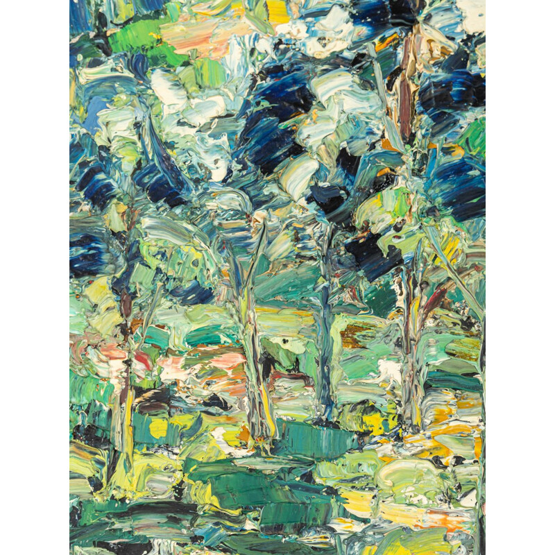 Vintage abstract oil painting on canvas "Forrest" 44 x 40 cm