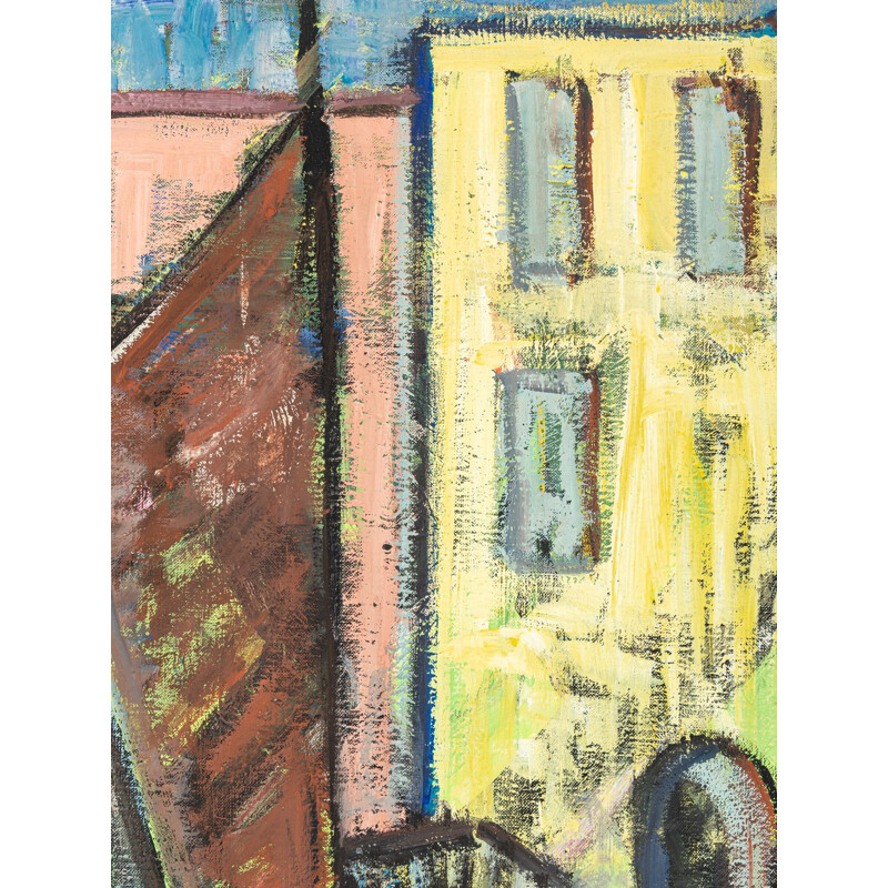 Vintage-Acryl auf Lagunen-Leinwand, 1950