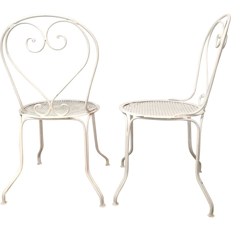 Pair of vintage wrought iron chairs by Mathieu Mategot, 1940