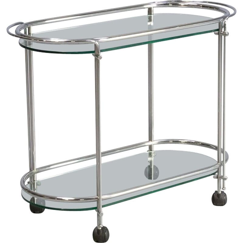 Chariot de service vintage en chrome et verre pour Gallotti & Radice, 1970