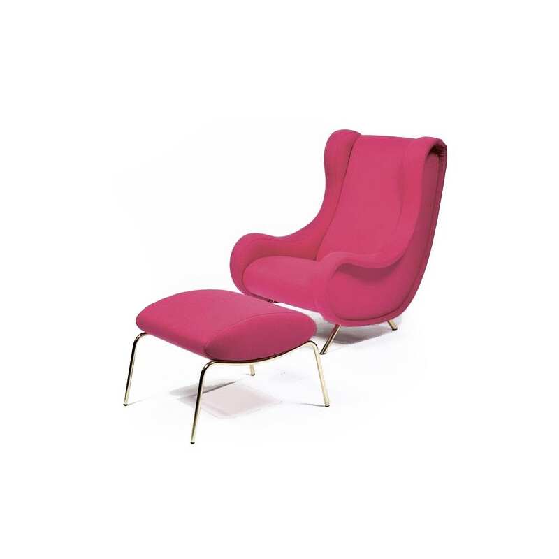 Pink "Senior" armchair with its ottoman, Marco ZANUSO - 1950s