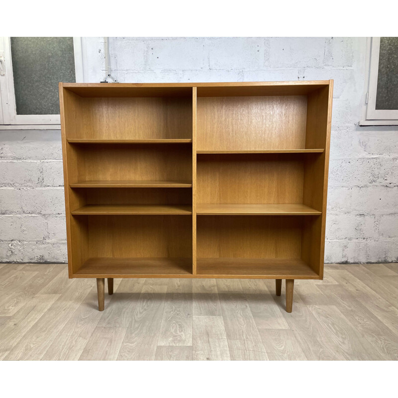 Large Scandinavian vintage oak bookcase by Poul Hundevad, 1960