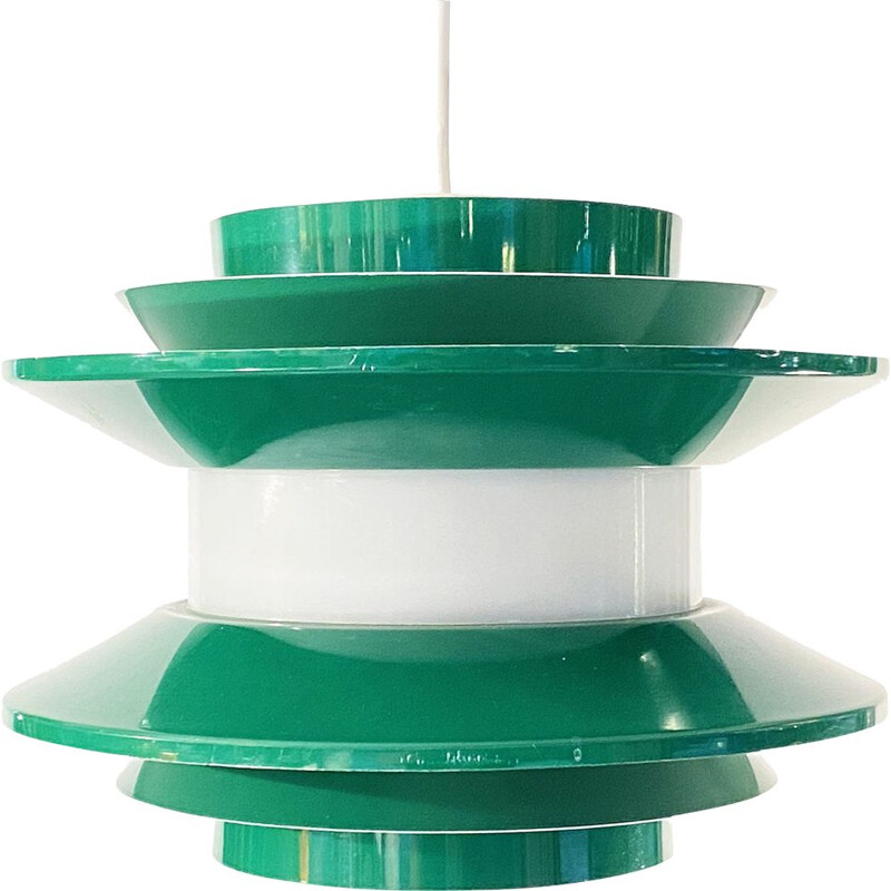 Vintage pendant lamp "Trava" green version by Carl Thore for Granhaga Metallindustri, Sweden 1970s