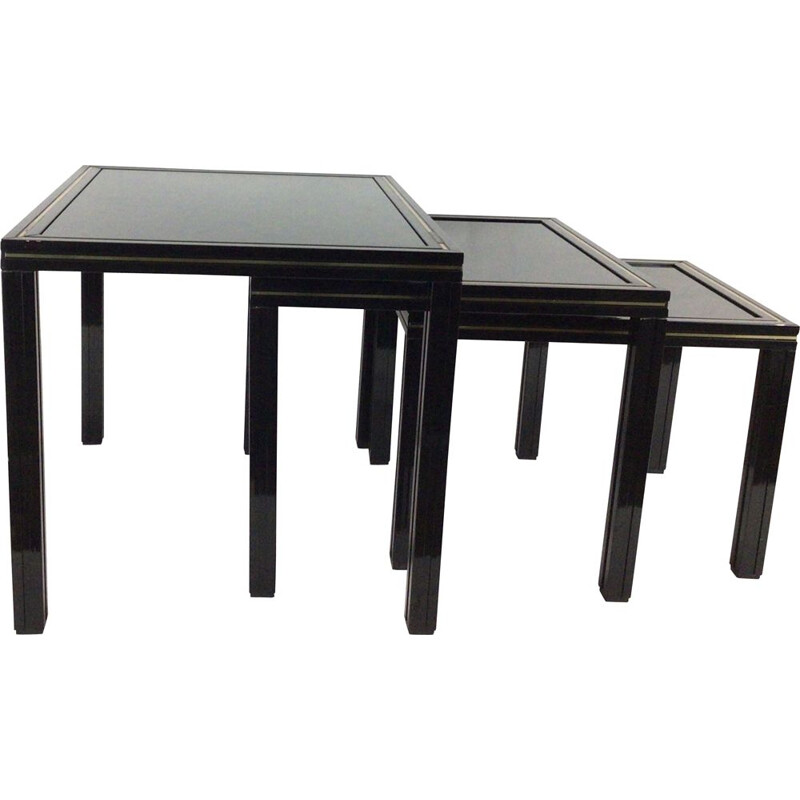 Vintage black and gold metal nesting tables by Pierre Vandel, 1970