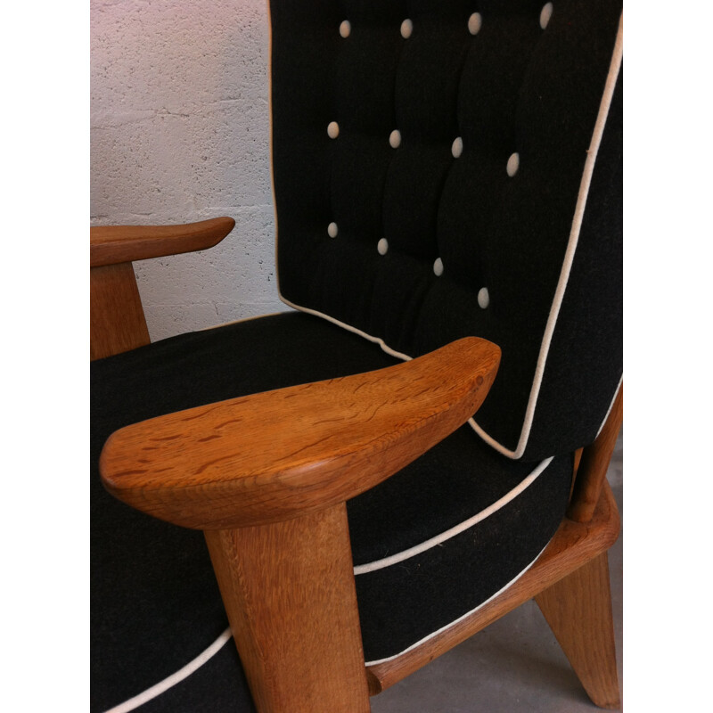Paire de fauteuils Votre Maison en chêne et tissu, GUILLERME & CHAMBRON - 1950