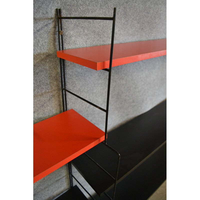 String wall unit in black metal, Nisse STRINNING - 1950s