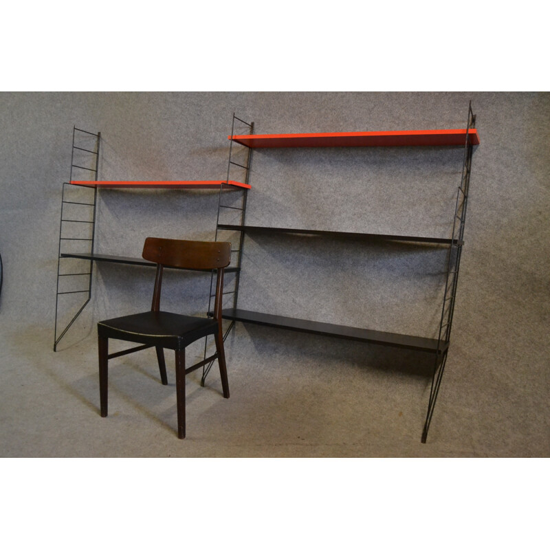 String wall unit in black metal, Nisse STRINNING - 1950s