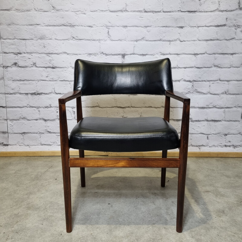 Vintage rosewood and leather armchair by Erik Wortz for Soro Stolefabrik, 1960 Denmark