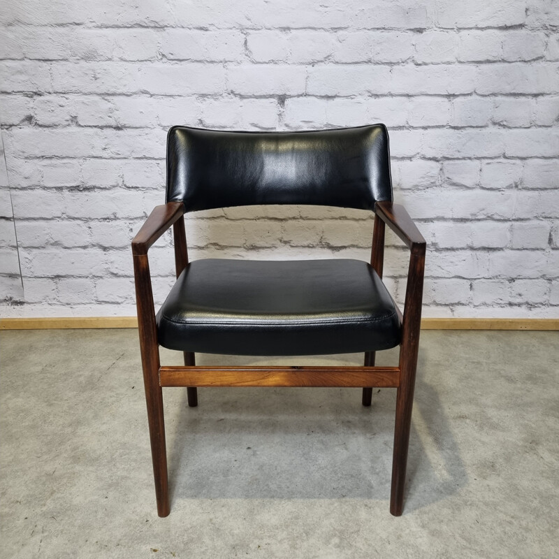 Vintage rosewood and leather armchair by Erik Wortz for Soro Stolefabrik, 1960 Denmark