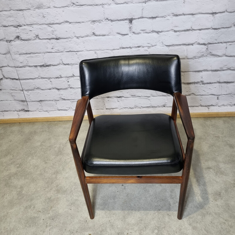 Vintage rosewood and leather armchair by Erik Wortz for Soro Stolefabrik, 1960 Denmark