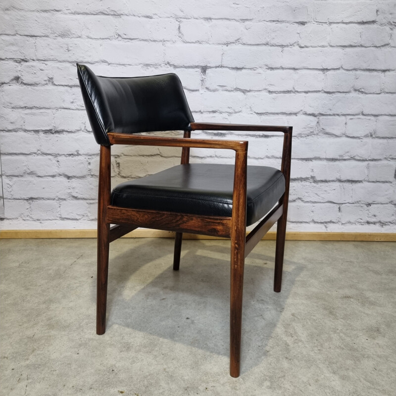 Vintage rosewood and leather armchair by Erik Wortz for Soro Stolefabrik, 1960 Denmark