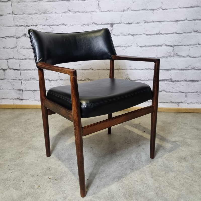 Vintage rosewood and leather armchair by Erik Wortz for Soro Stolefabrik, 1960 Denmark