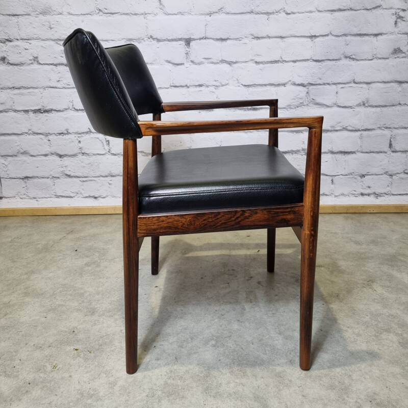 Vintage rosewood and leather armchair by Erik Wortz for Soro Stolefabrik, 1960 Denmark