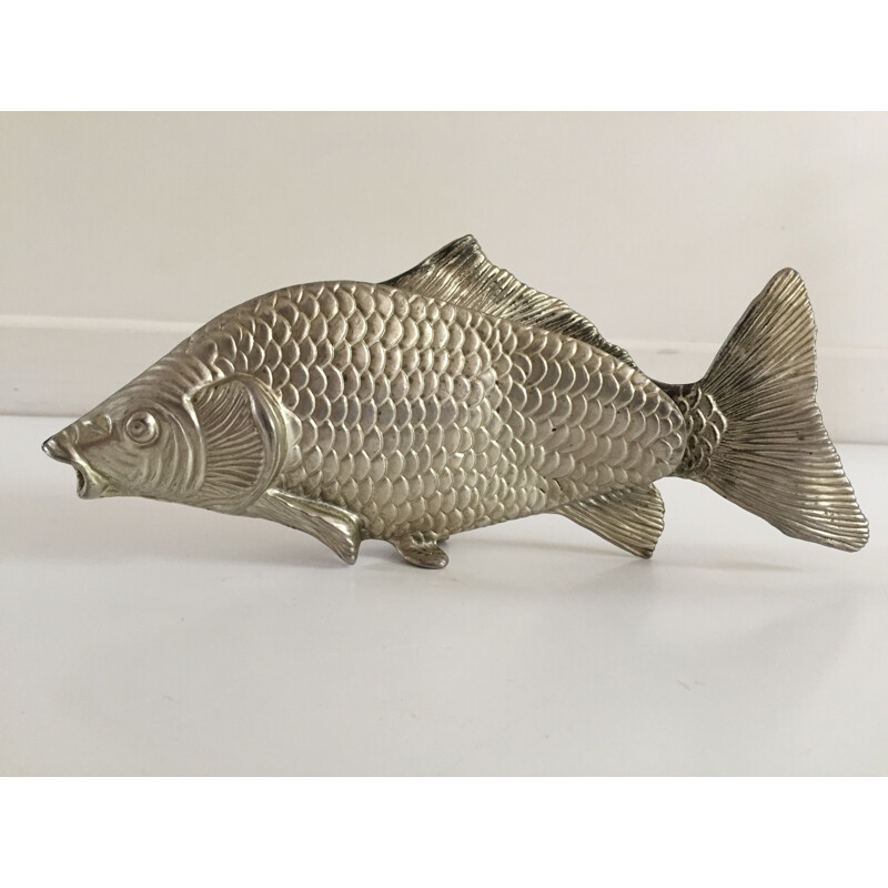 Paperweight vintage Fish in silver plated steel