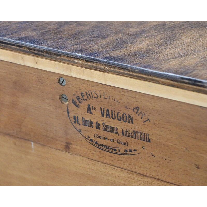 Vintage walnut and cowhide sideboard, 1950