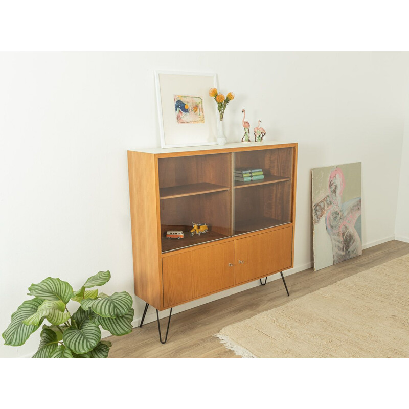 Vintage showcase cabinet in wood and glass, 1950s