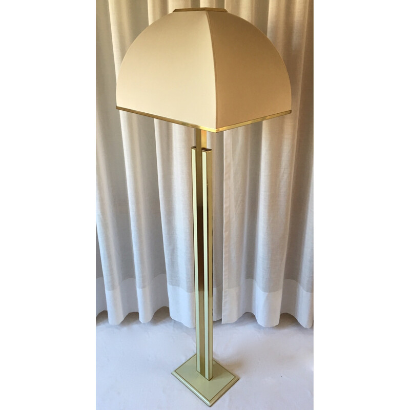 Lampadaire vintage en laiton et tissu, Romeo REGA - 1970