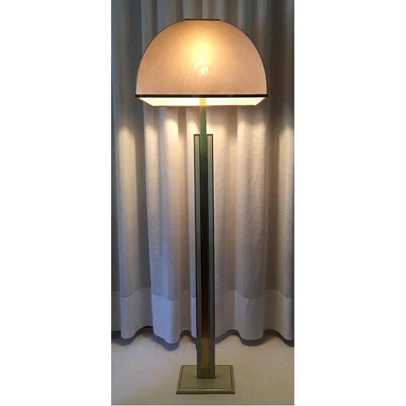 Lampadaire vintage en laiton et tissu, Romeo REGA - 1970