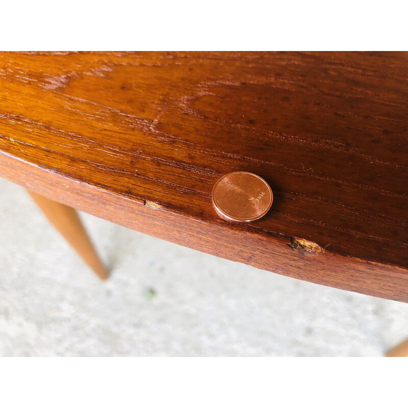 Table à manger extensible en teck à rallonges papillon, 1960