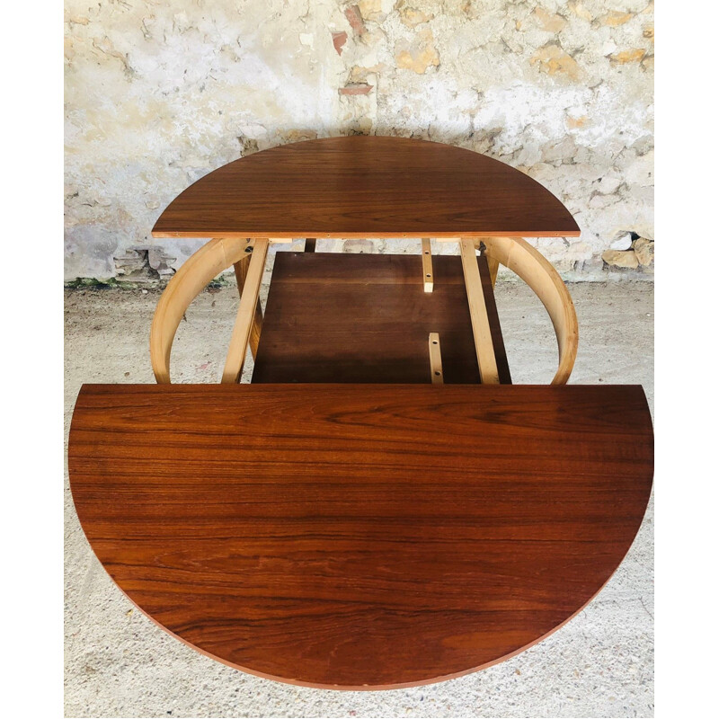 Extendable teak dining table with butterfly extensions, 1960