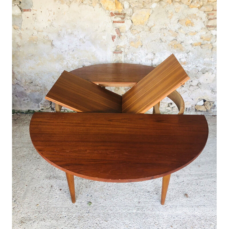 Extendable teak dining table with butterfly extensions, 1960