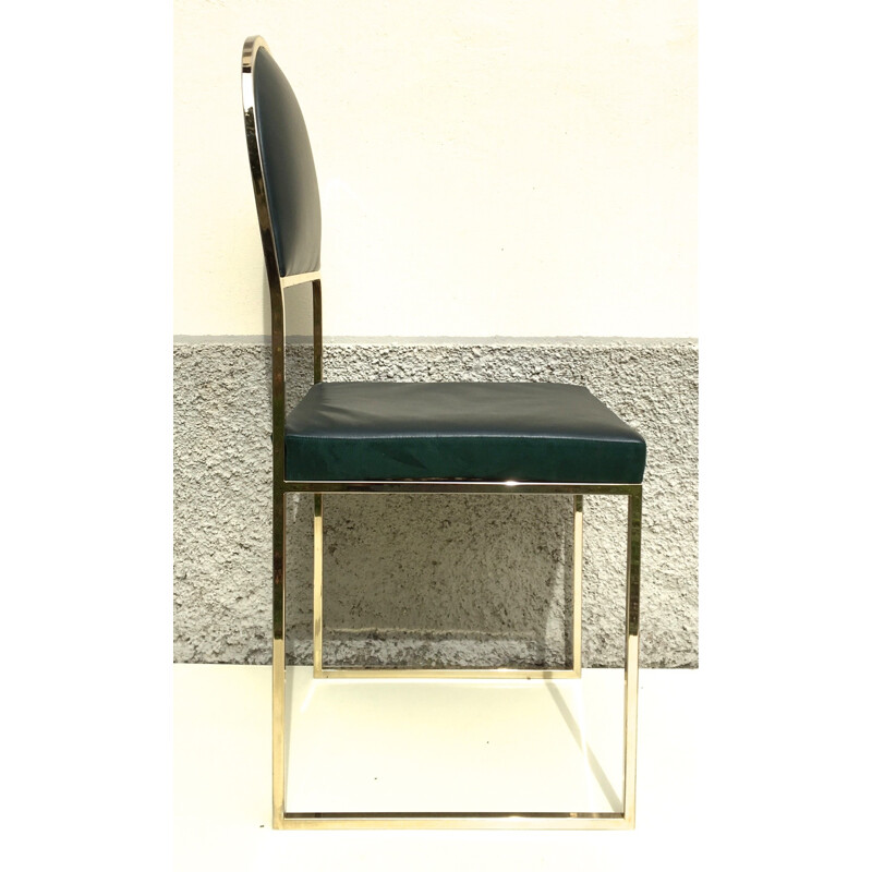 Paire de chaises en laiton et cuir - 1970