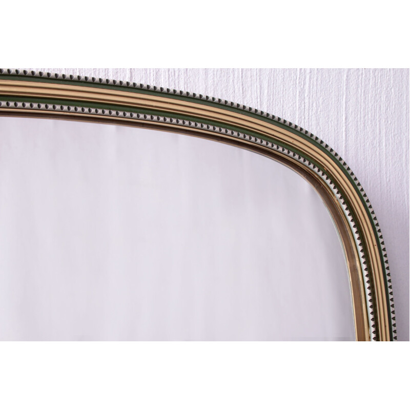 Vintage elongated mirror with brass rim, 1960s