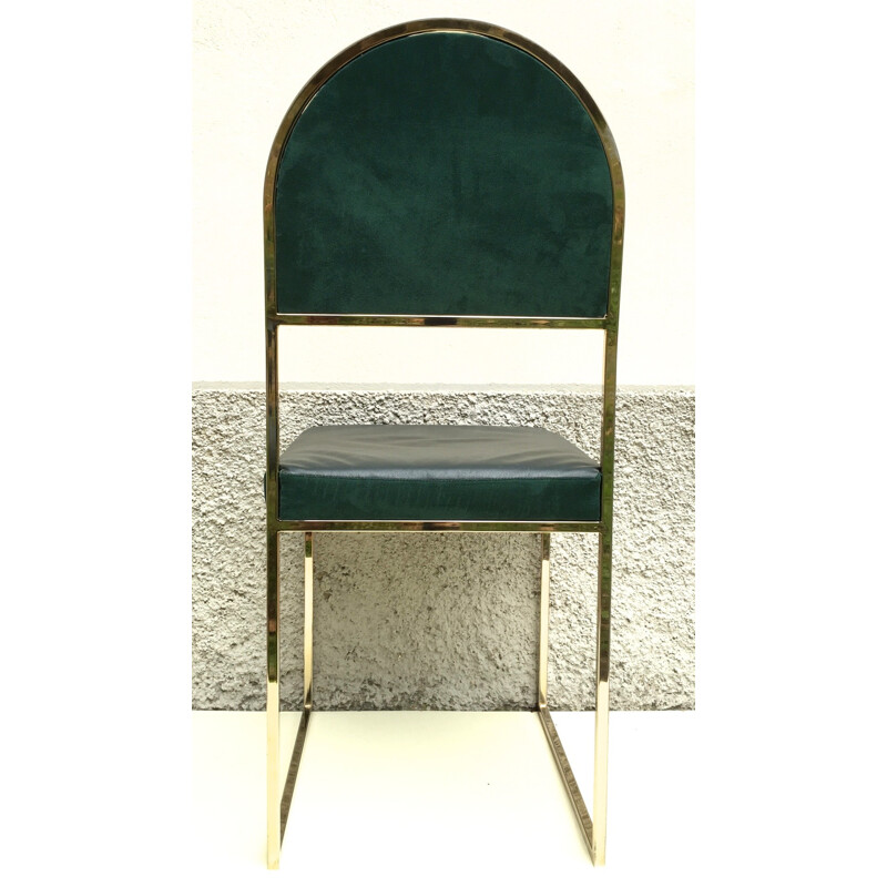 Paire de chaises en laiton et cuir - 1970