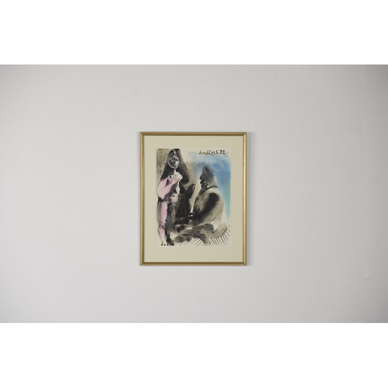 Affiche vintage de Henri Deschamps & Pablo Picasso "Lundi 19.6.72.22", 1972