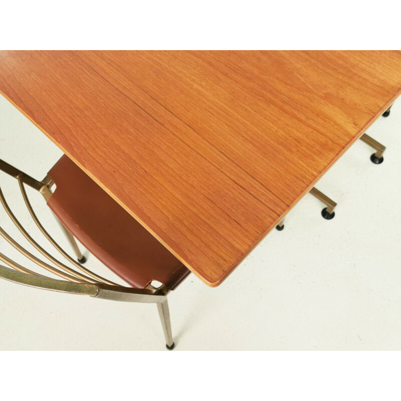 Ladderax teak mid-century drop leaf dining table & chairs, 1960s