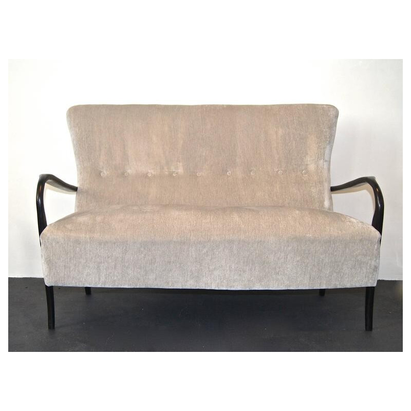 Mid-Century Italian sofa in wood and velvet - 1950s