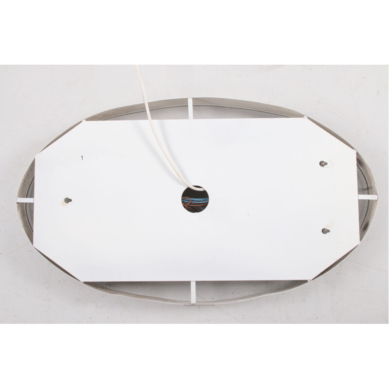 Vintage oval bathroom wall mirror with lighting and plexiglass edge from Hillebrand, 1960s