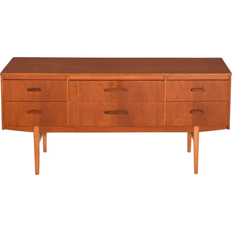 Mid century teak sideboard with six drawers by Avalon, 1960s