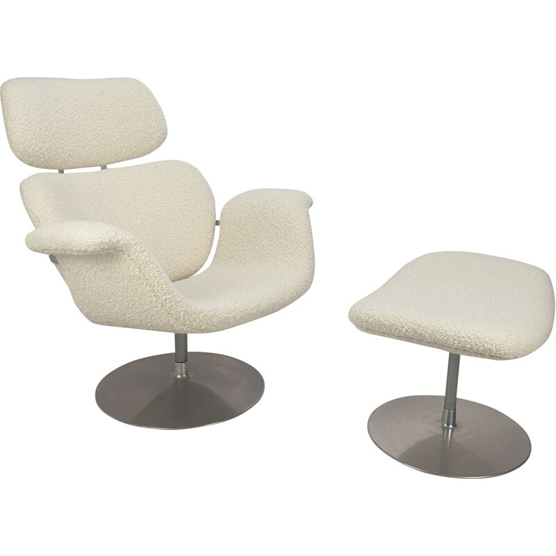 Vintage Tulip armchair and ottoman by Pierre Paulin for Artifort, 1980s