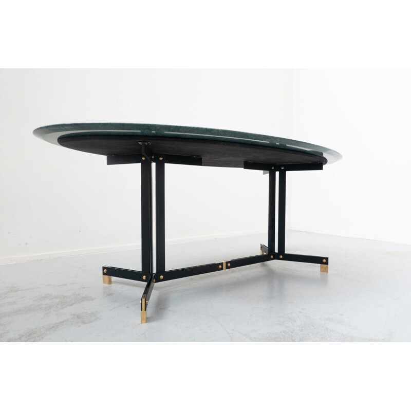 Mid-Century modern oval dining table in green marble by Ignazio Gardella, 1950s