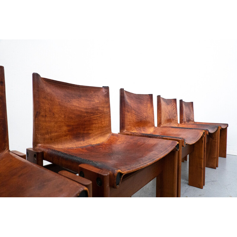 Ensemble de 6 chaises vintage "Monk" par Afra & Tobia Scarpa, Italie 1970