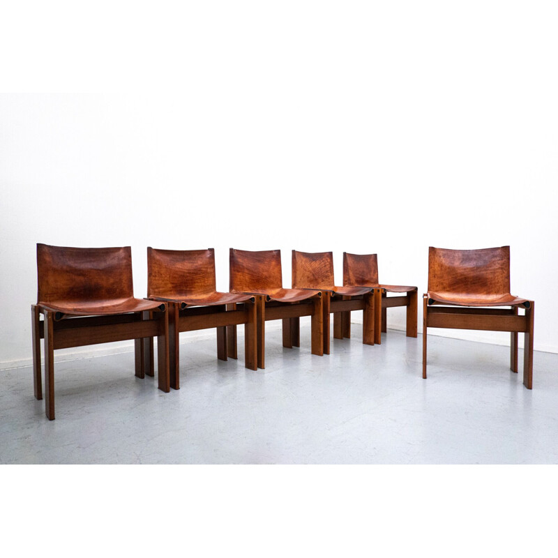 Set of 6 vintage "Monk" chairs by Afra & Tobia Scarpa, Italy 1970s