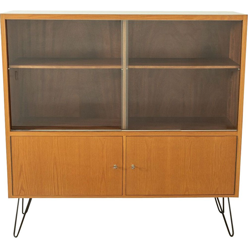 Vintage showcase cabinet in wood and glass, 1950s