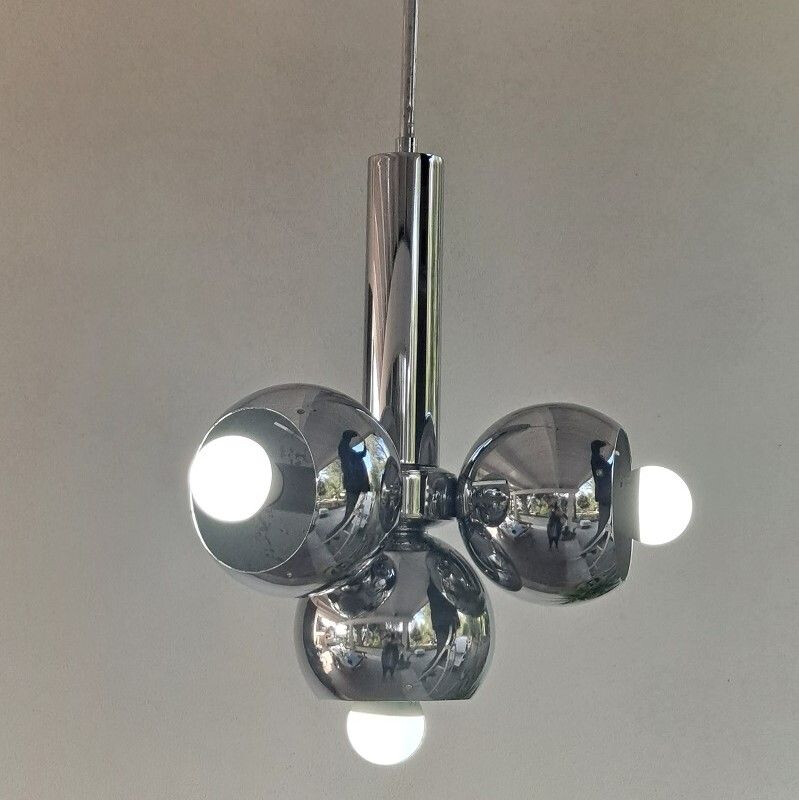 Mid-century chrome bubble pendant by Reggiani, 1960s 