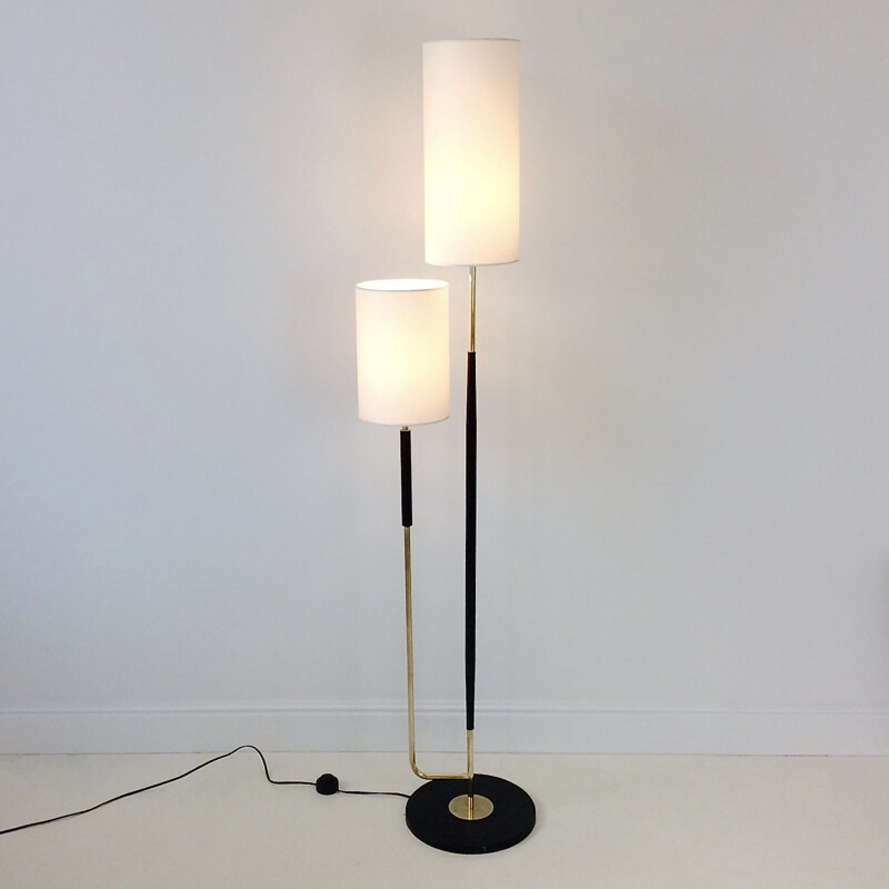 Vintage floor lamp with double shade Arlus, France 1950