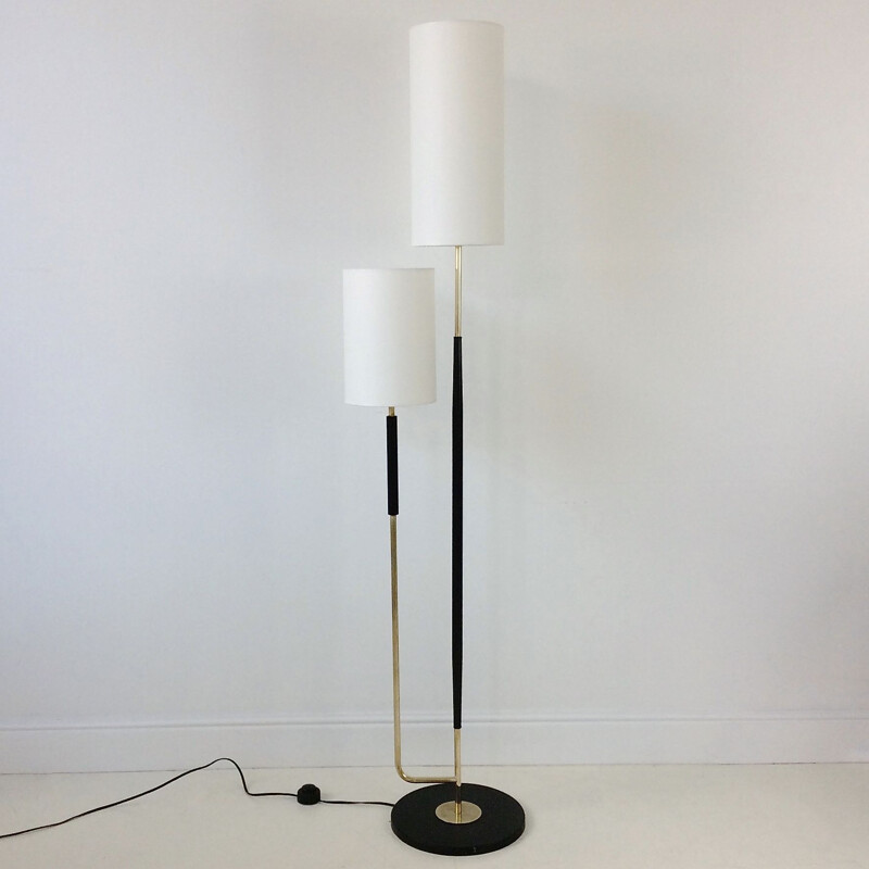 Vintage floor lamp with double shade Arlus, France 1950