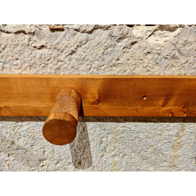 Pair of vintage pinewood coat racks for Charlotte Perriand for Les Arcs