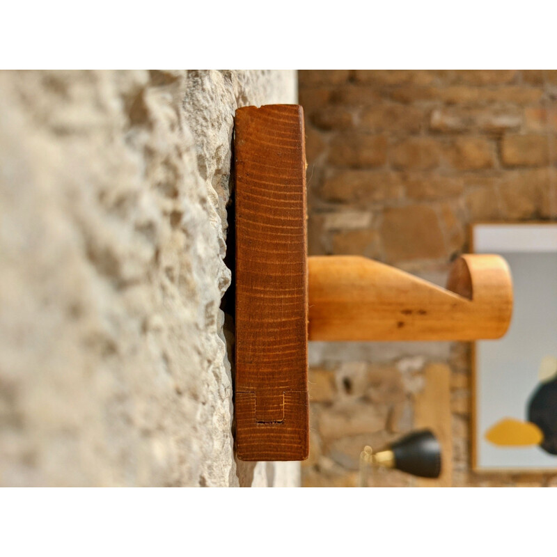 Pair of vintage pinewood coat racks for Charlotte Perriand for Les Arcs